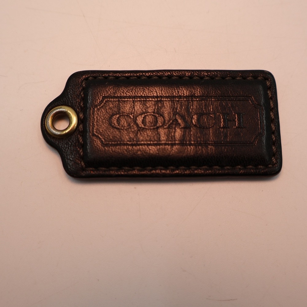 Coach Handbag Replacement Hangtag Unisex OS Dark Brown Leather Embossed Logo